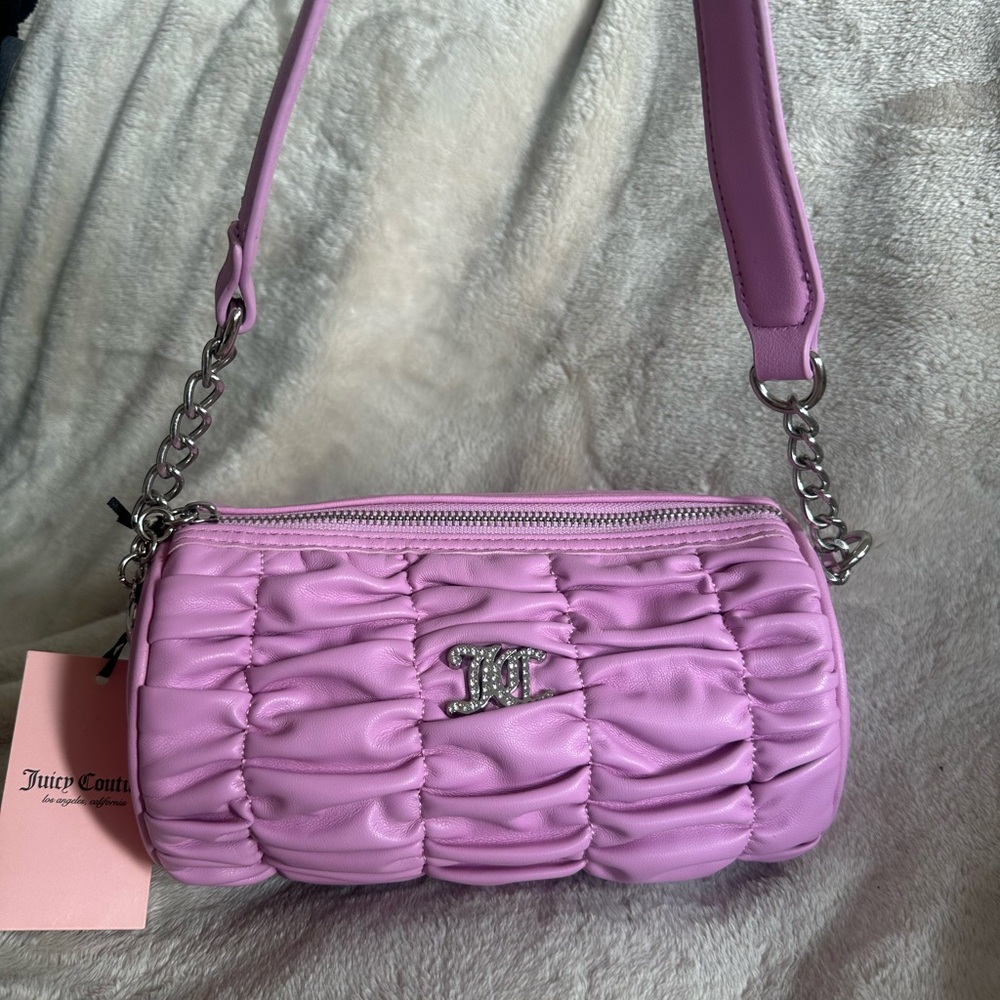 Juicy Couture Quilted Lilac Barrel Shoulder Bag with Chain Strap